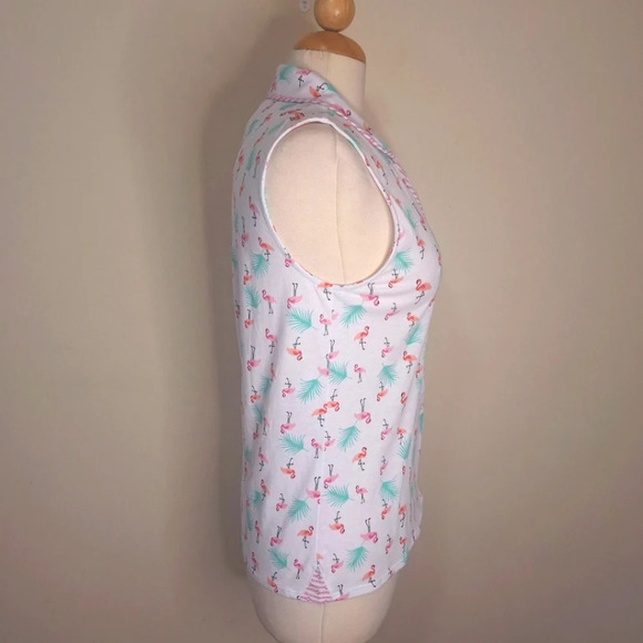 Aria Flamingo print sleeveless  cotton blend top SZ S - Picture 3 of 8